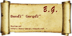 Benő Gergő névjegykártya